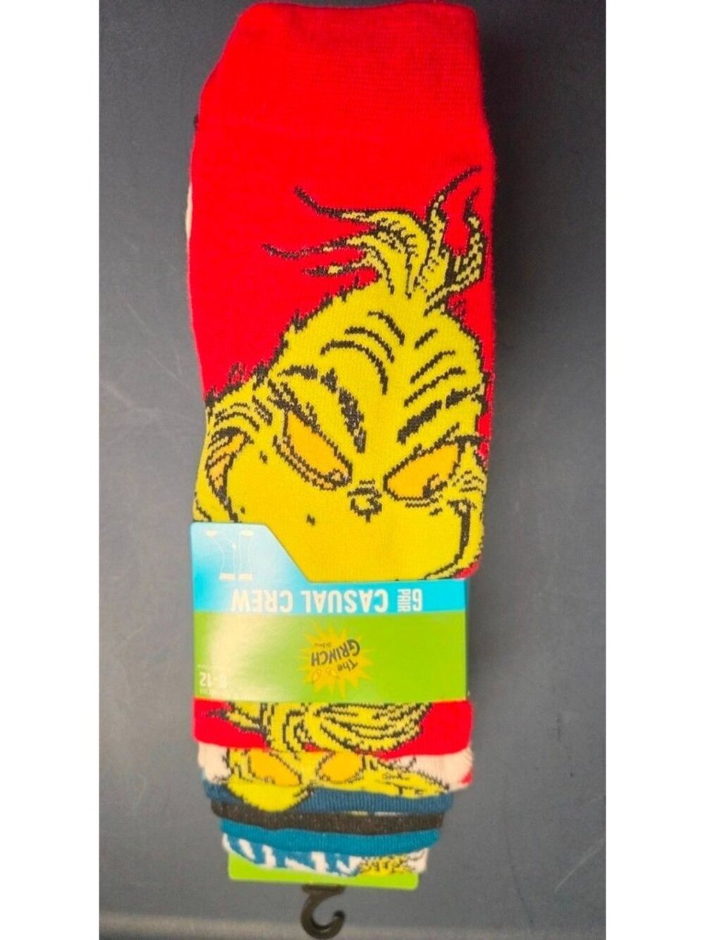 New The Grinch 6 Pair Casual Crew Men's Socks Size 8-12 ChristmasMix